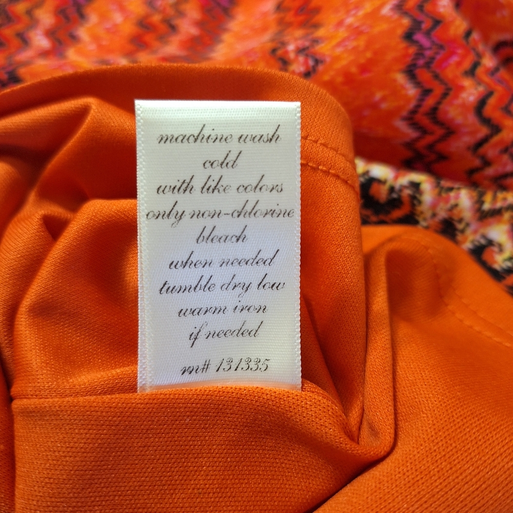 Vintage Sleeveless Back Zip Mini Dress Orange Pink Hippie Boho Tribal Small USA - Picture 12 of 15